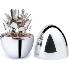 Rose Egg Cutlery Holder With 12 Pcs Spoons