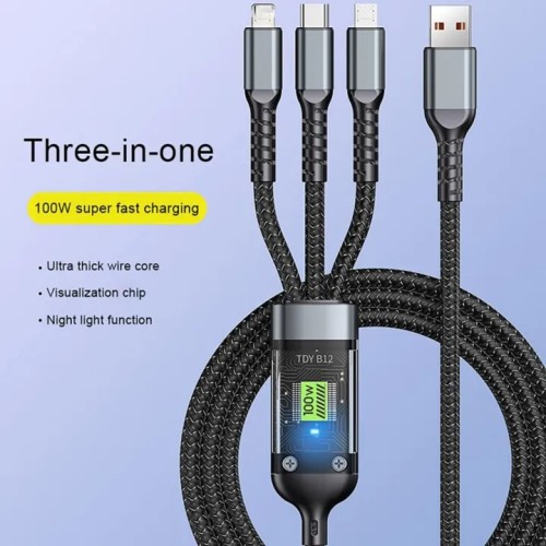 100W 3 In 1 Fast Charging Cable